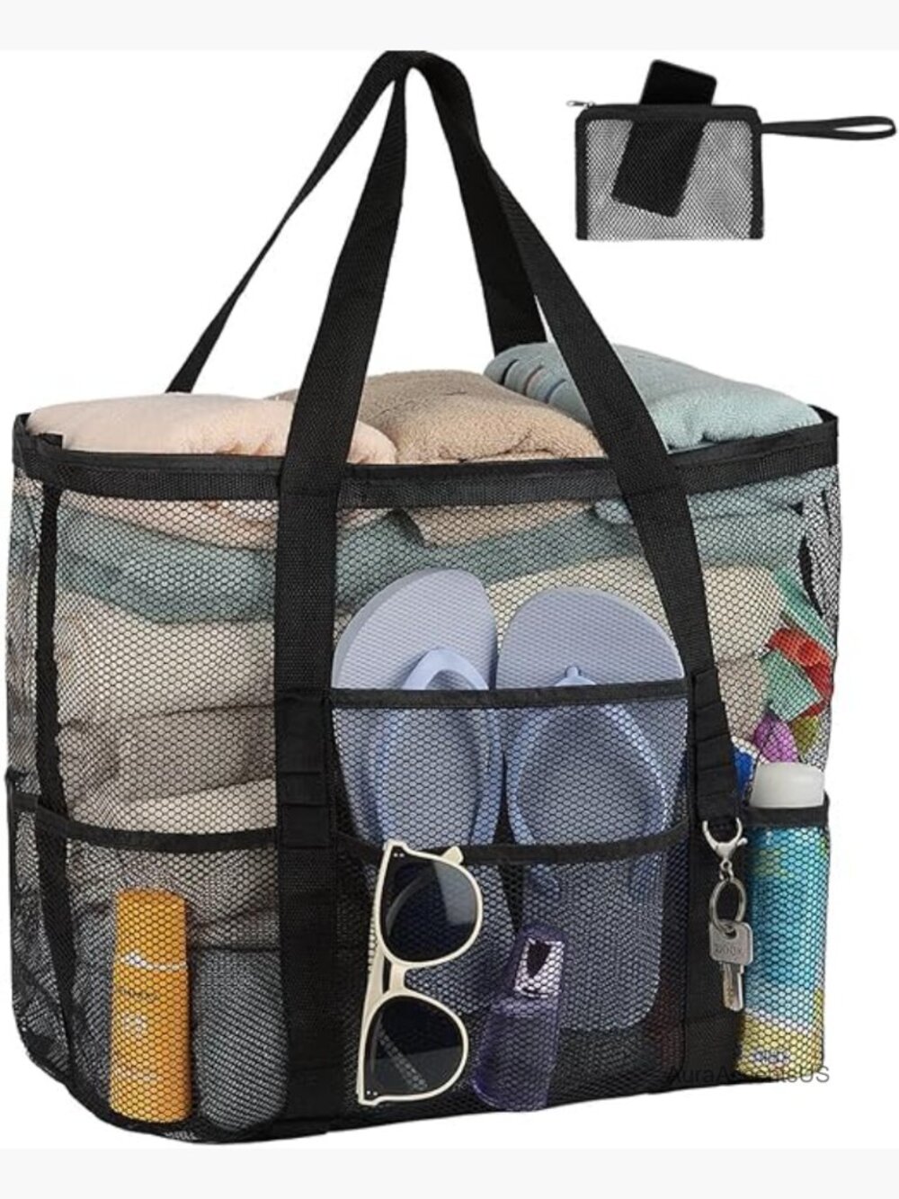 Mesh Beach Bag Large Tote 50L Travel Pool Bag Vacation Essentials